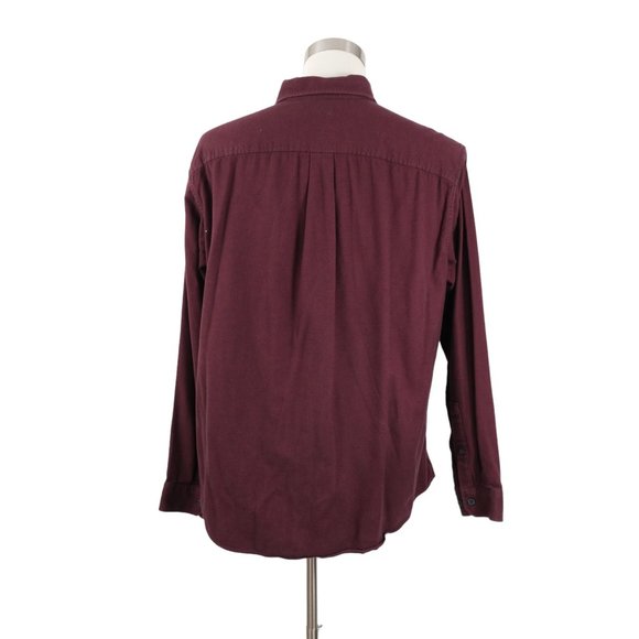 Eddie Bauer Mens XL Heavy Cotton Flannel Shirt Classic Fit Maroon Red Button Up - Picture 5 of 11